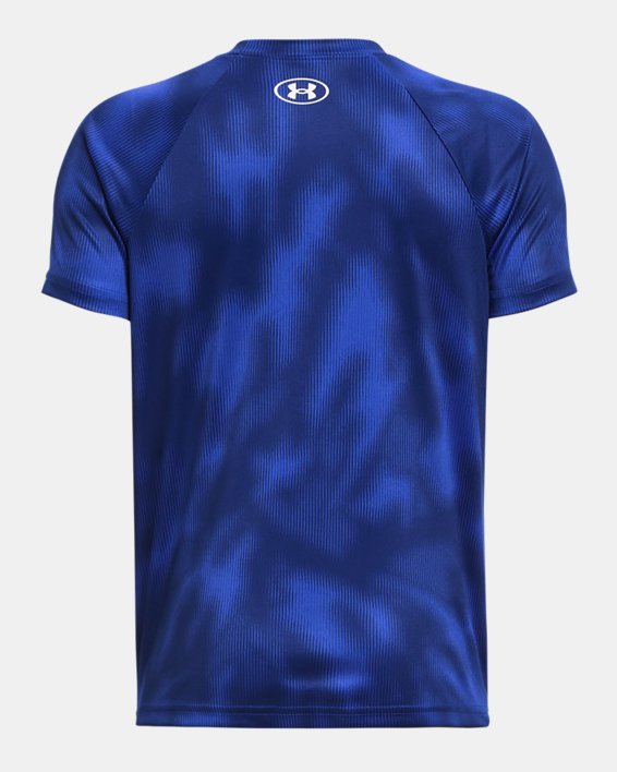 Boys' UA Tech™ Big Logo Printed Short Sleeve in Blue image number 1